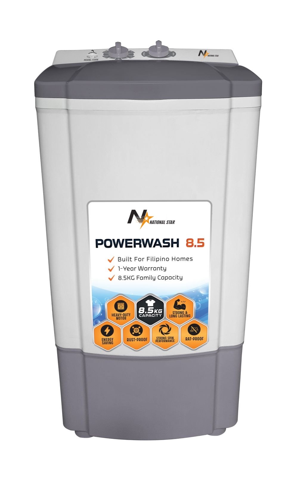 National Star POWERWASH 8.5 Single Tub Washing Machine