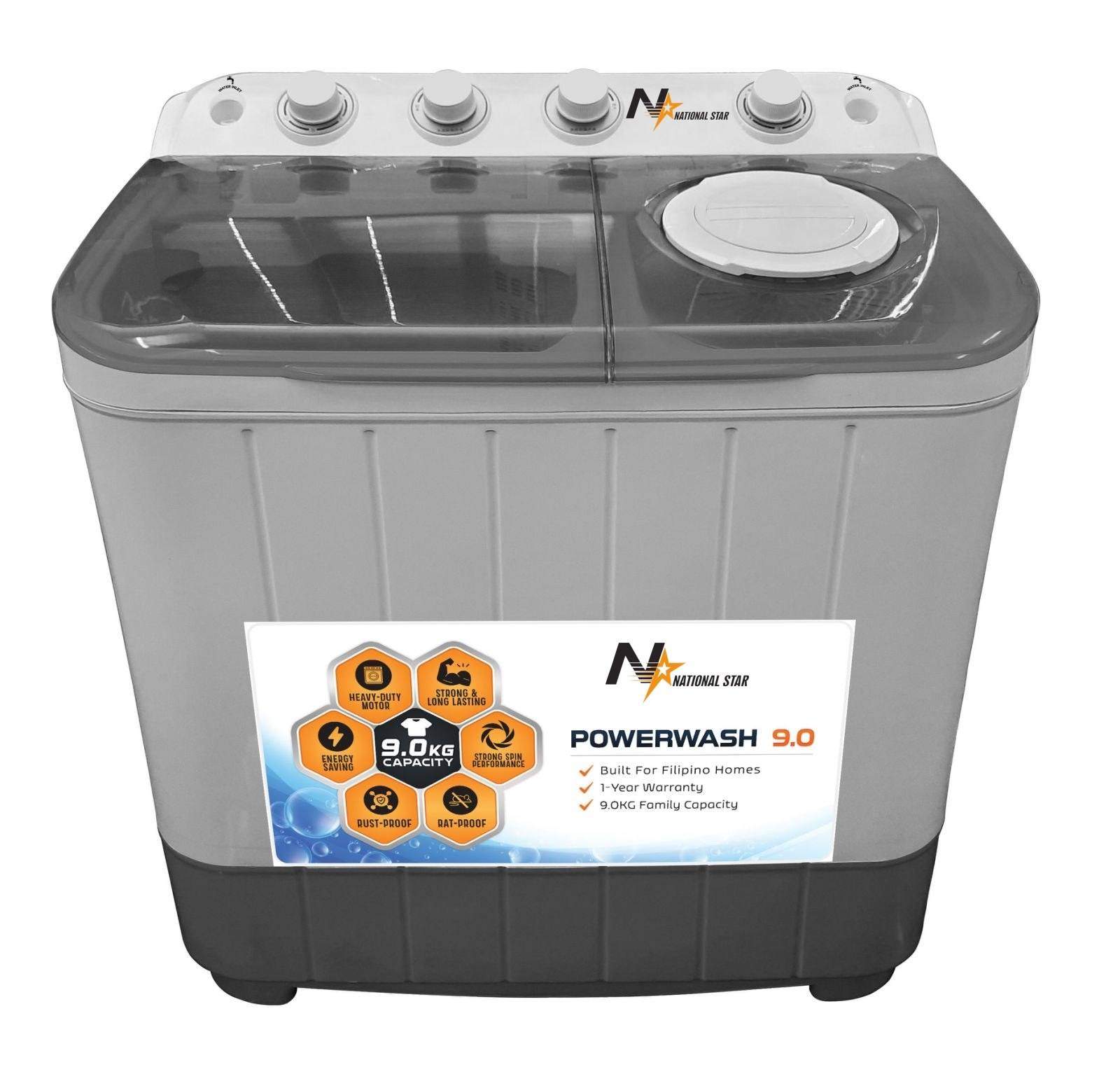 National Star POWERWASH 9.0 Twin Tub Washing Machine + Dryer