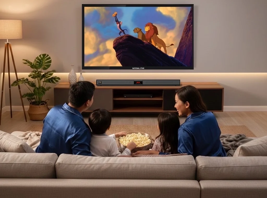 Family enjoying National Star entertainment at home